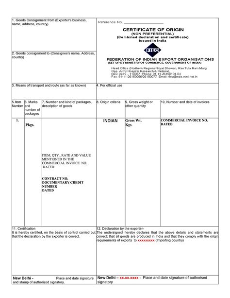 Certificate of Origin .